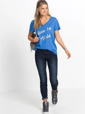 Dżinsy Skinny, mid waist, krótsze nogawki bonprix