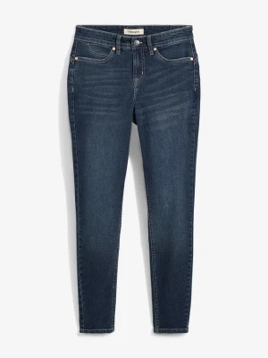 Jeansy skinny, mid waist, ze stretchem BonPrix niebieski