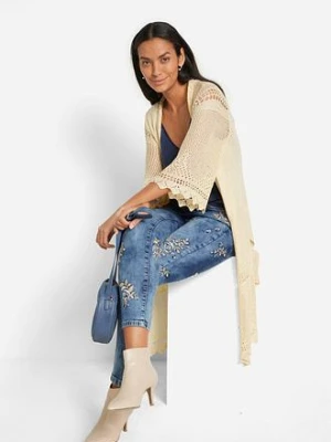 Dżinsy slim fit z kwiatowym haftem bonprix