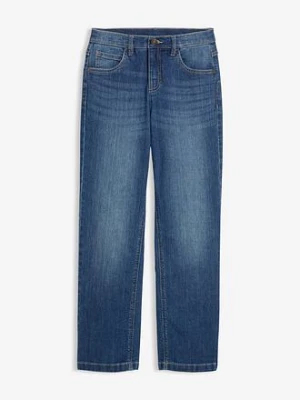 Dżinsy straight, mid waist BonPrix niebieski