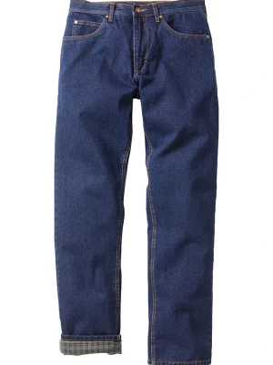 Dżinsy termiczne classic fit na miękkiej flanelowej podszewce, straight BonPrix niebieski