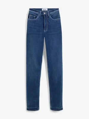 Dżinsy termiczne Straight, high waist BonPrix niebieski