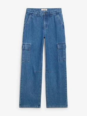 Dżinsy typu cargo w fasonie loose fit z regulowanym pasem, prosta nogawka bonprix