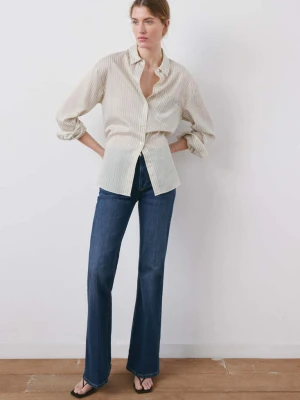 Dżinsy Violeta flare z wysokim stanem ciemnoniebieski - Kobieta - - MANGO