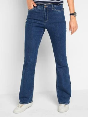 Dżinsy w fasonie bootcut, mid waist, z bawełny organicznej BonPrix niebieski