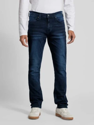 Dżinsy w kroju slim fit z naszywką z logo model 'Vegas' Mustang Granatowy