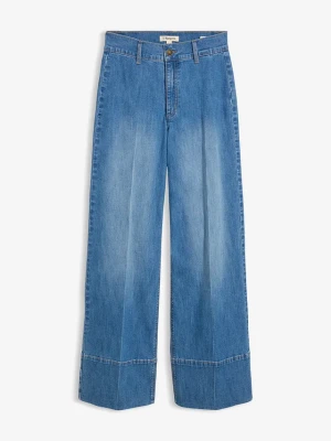 Dżinsy wide leg, high waist BonPrix niebieski