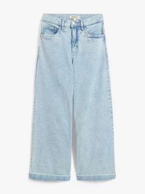 Dżinsy Wide Leg, high waist, cropped BonPrix niebieski