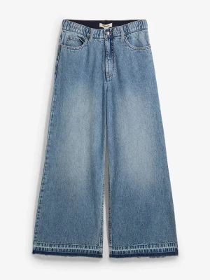 Dżinsy Wide Leg, high waist, cropped BonPrix niebieski