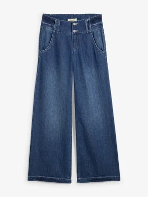 Dżinsy Wide Leg, high waist, super soft BonPrix niebieski