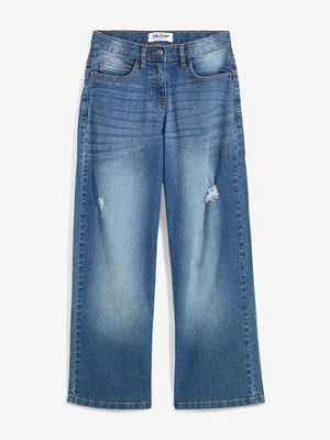 Dżinsy wide leg, mid waist BonPrix niebieski
