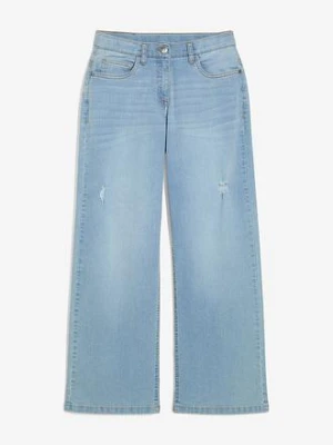 Dżinsy wide leg, mid waist BonPrix niebieski