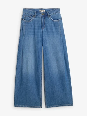 Dżinsy wide leg, mid waist BonPrix niebieski