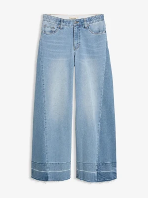 Dżinsy wide leg, mid waist BonPrix niebieski