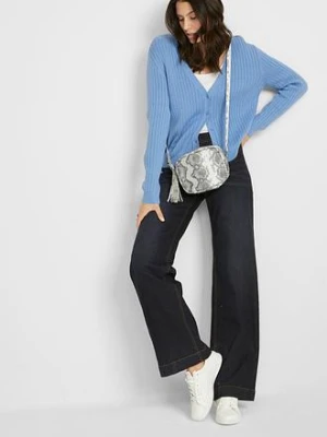 Jeansy wide leg, mid waist, z elastyczną wstawką w talii bonprix