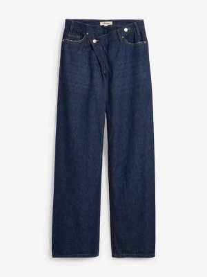 Dżinsy Wide Leg, mid waist, low stretch BonPrix niebieski