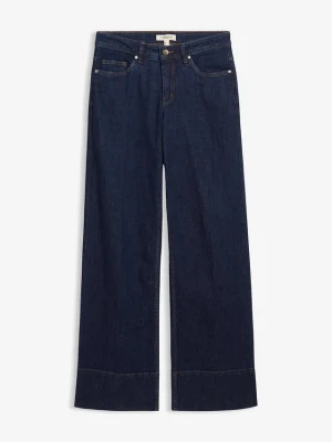 Dżinsy wide leg, mid waist, z bawełny organicznej BonPrix niebieski