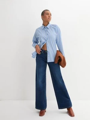 Dżinsy wide leg, mid waist, z wygodnym pasem bonprix