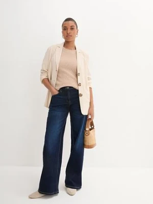 Dżinsy wide leg, mid waist, z wygodnym pasem bonprix