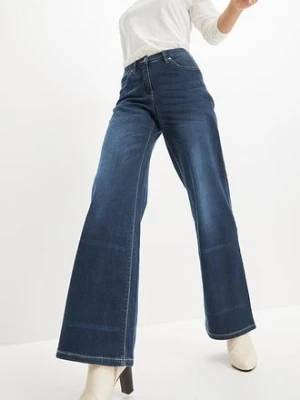 Dżinsy wide leg, mid waist, z wygodnym pasem bonprix