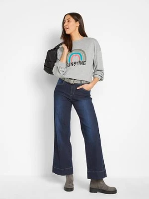 Dżinsy wide leg, mid waist, ze stretchem bonprix