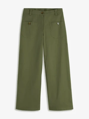 Dżinsy wide leg, wysoki stan, z wygodnym paskiem BonPrix zielony