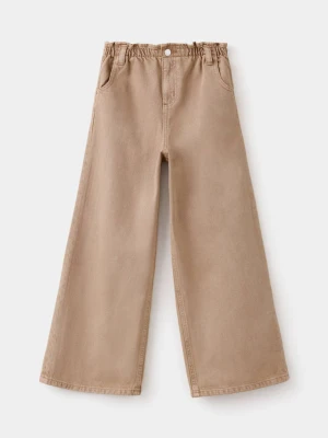 Dżinsy wide leg z elastycznym pasem średni brązowy - Dzieci - MANGO KIDS