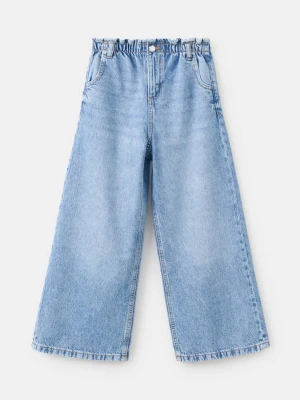 Dżinsy wide leg z elastycznym pasem średni niebieski - Dzieci - MANGO KIDS