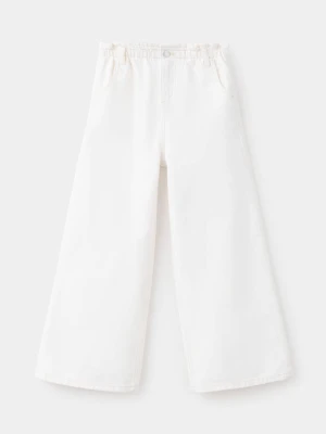 Dżinsy wide leg z elastycznym pasem złamana biel - Dzieci - MANGO KIDS