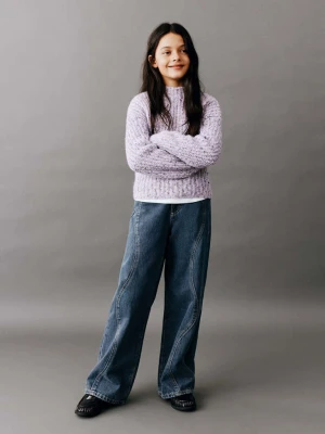 Dżinsy wide leg z przeszyciami średni niebieski vintage - Dzieci - MANGO KIDS