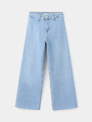 Dżinsy wideleg z postrzępionym dołem średni niebieski - Dzieci - - MANGO KIDS