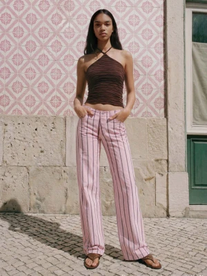 Dżinsy z niskim stanem w paski pastelowy róż - Teen - - MANGO TEEN