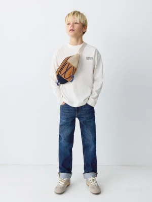 Dżinsy z prostą podwijaną nogawką ciemnoniebieski - Dzieci - - MANGO KIDS