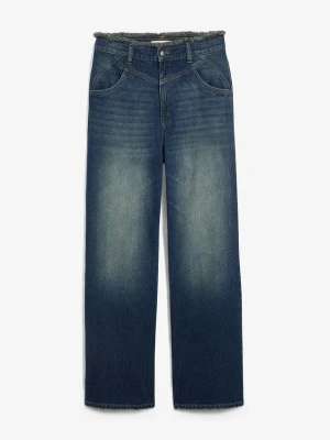 Dżinsy z prostymi nogawkami, high waist BonPrix niebieski