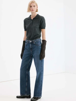 Dżinsy z prostymi nogawkami i niskim stanem ciemnoniebieski - Kobieta - - MANGO