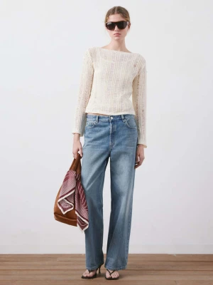 Dżinsy z prostymi nogawkami i niskim stanem średni niebieski - Kobieta - - MANGO