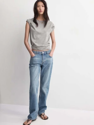 Dżinsy z prostymi nogawkami i niskim stanem średni niebieski - Kobieta - - MANGO