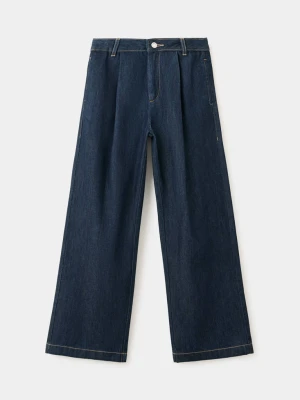 Jeansy wide leg z zakładkami niebieski - Dzieci - lata - MANGO KIDS