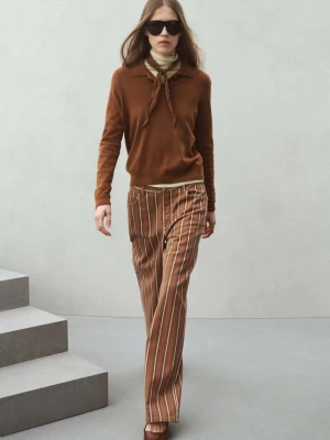 Dżinsy z prostymi nogawkami w paski średni brązowy - Kobieta - - MANGO