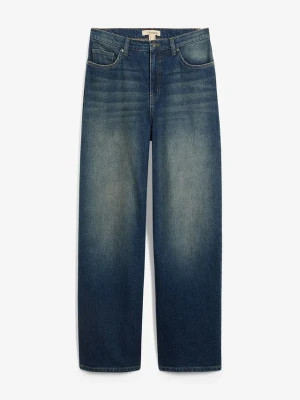 Dżinsy z szerokimi nogawkami, high waist BonPrix niebieski