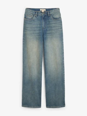 Dżinsy z szerokimi nogawkami, high waist BonPrix niebieski