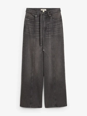 Dżinsy z szerokimi nogawkami, high waist BonPrix szary