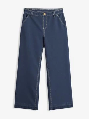 Dżinsy z szerokimi nogawkami, mid waist BonPrix niebieski