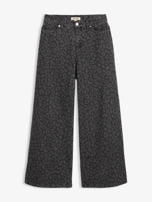 Dżinsy z szerokimi nogawkami, mid waist BonPrix szary