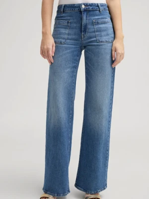 Dżinsy z szerokimi nogawkami w kolorze niebieskim z efektem sprania Joop