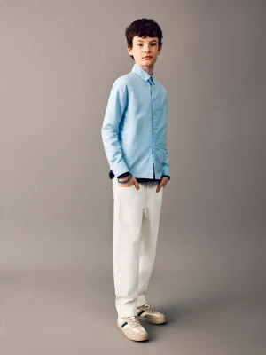 Dżinsy ze średnim stanem i prostymi nogawkami biały - Dzieci - - MANGO KIDS