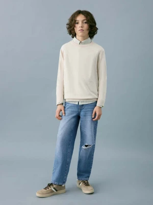 Dżinsy ze średnim stanem i prostymi nogawkami średni niebieski - Dzieci - - MANGO KIDS