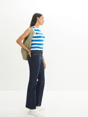 Jeansy ze stretchem o kroju bootcut i wysokim stanem bonprix