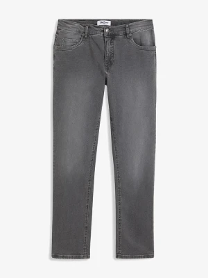 Dżinsy ze stretchem w wygodnym fasonie Regular Fit Tapered BonPrix szary