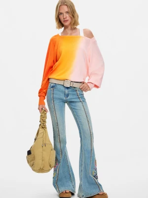 Dżinsy ze szwami w kwiaty Desigual